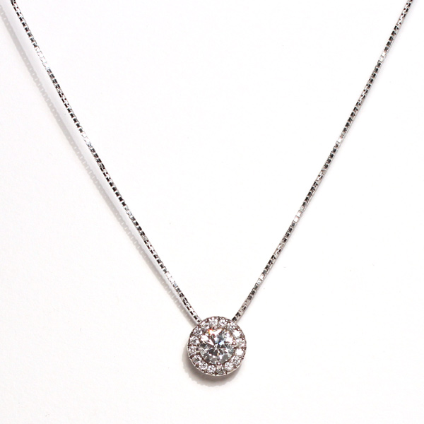 商品名 : 0.668ctダイヤモンドペンダントネックレス取り巻きデザイン中央の0.508ctダイヤモンドのグレーディングレポ－ト付属F